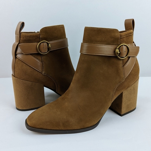 Vionic Shoes - Vionic Tenley Ankle Boot Suede Leather Mid Shaft Zip Closure Toffee 9M NIB